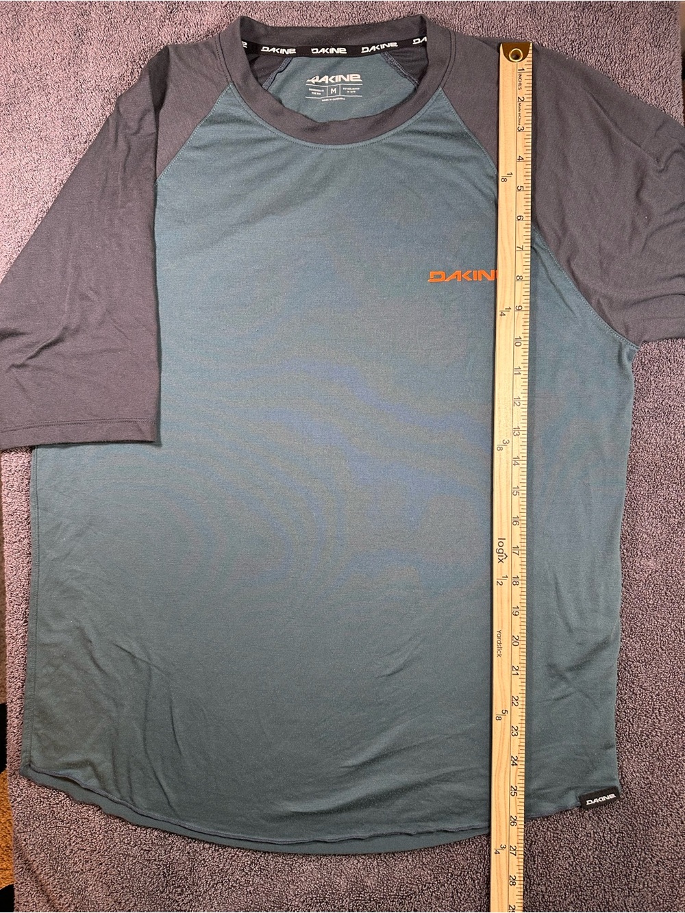 DAKINE Men’s Medium MTB Cycling Jersey Short Sleeve Blue Gray Raglan Trail